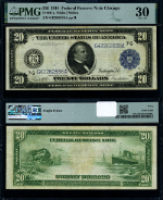 FR. 991 A $20 1914 Federal Reserve Note Chicago PMG VF30 - Staple Holes