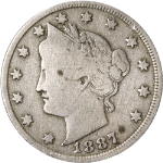 1887 Liberty V Nickel - Obverse Cleaned