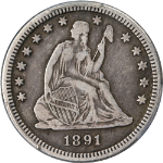 1891-O Seated Liberty Quarter PCGS VF25 Key Date Superb Eye Appeal