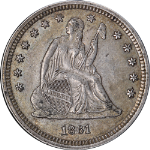 1861-P Seated Liberty Quarter Choice AU+ Superb Eye Appeal Strong Strike