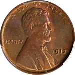 1913-P Lincoln Cent PCGS MS64RB Great Eye Appeal Strong Strike Fantastic Luster