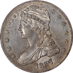 1837 Reeded Edge Bust Half Dollar Choice AU Nice Eye Appeal Strong Strike