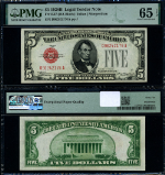 FR. 1527 $5 1928-B Legal Tender D-A Block Gem PMG CU65 EPQ