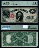 FR. 39 $1 1917 Legal Tender Choice PMG CU64