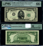 FR. 1961 DWi $5 1950 Federal Reserve Note Cleveland D-A Block Gem PMG CU66 EPQ