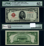 FR. 1528 $5 1928-C Legal Tender G-A Block Gem PMG CU65 EPQ