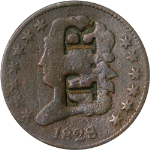 1828 Half Cent - Counterstamped 'T.R.'