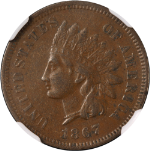 1867 Indian Cent NGC XF45 BN Decent Eye Appeal Nice Strike