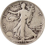 1916-S Walking Liberty Half ANACS VG8 Great Eye Appeal Nice Strike