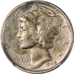 1942/1-P Mercury Dime PCGS AU Details Key Date Nice Strike