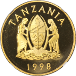 1998 Tanzania 1 Ounce Gold 10,000 Shilingi Lion, Cheetah, Zebra NGC PF70 UCAM