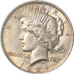 1924-P Peace Dollar - Error - Struck Thru