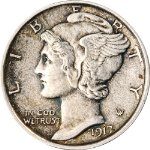 1917-S Mercury Dime - Old Cleaning