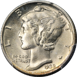 1938-S Mercury Dime PCGS MS66 FB Great Eye Appeal Strong Strike