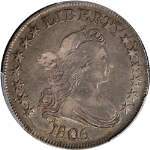 1806 Bust Half Dollar Pointed 6, Stem PCGS VF20 0-116 R.3 Great Eye Appeal