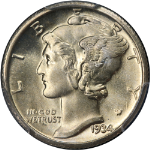 1934-P Mercury Dime PCGS MS66 FB Superb Eye Appeal Strong Strike