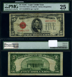 FR. 1528 M $5 1928-C Legal Tender Mule G-A Block PMG VF25 BP #637