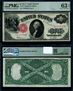 FR. 39 $1 1917 Legal Tender Choice PMG CU63 EPQ