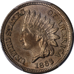 1863 Indian Cent PCGS MS62 Nice Eye Appeal Strong Strike