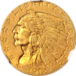 1912-P Indian Gold $2.50 NGC MS61 Great Eye Appeal Nice Strike Nice Luster