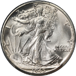 1945-D Walking Liberty Half PCGS MS66 Blazing White Gem Strong Strike