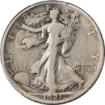 1921-D Walking Liberty Half PCGS F12 Key Date Great Eye Appeal Nice Strike