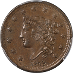 1838 Large Cent PCGS AU58 N.1 R.1 Great Eye Appeal Strong Strike