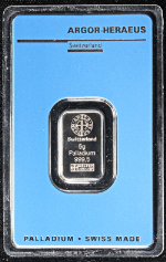 5 Gram Argor-Heraeus Palladium Bar - Switzerland - New Stock