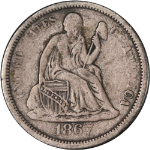 1867-S Seated Liberty Dime Choice F/VF Nice Eye Appeal