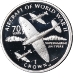 2006 Isle of Man Sterling Silver Crown Aircraft of WW2: Spitfire - Proof OGP COA