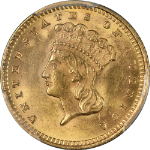 1873 Type 3 Indian Princess Gold $1 Open 3 PCGS MS62 Great Eye Appeal