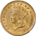 1874 Type 3 Indian Princess Gold $1 PCGS MS62 Nice Eye Appeal Strong Strike