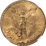 1943 Mexico Gold 50 Peso NGC MS63