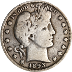 1893-P Barber Half Dollar