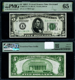 FR. 1951-D $5 1928-A Federal Reserve Note Cleveland D-A Block Gem PMG CU65 EPQ