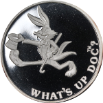 1990 Bugs Bunny 1 Ounce Silver Proof 50th Anniversary &quot;What&#39;s Up Doc?&quot; OGP COA