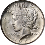 1921 Peace Dollar NGC MS64 Blazing White Superb Eye Appeal