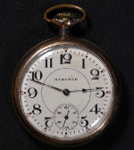 Hampden Co. Canton OH Grade 109 Pocket Watch 16 Size 15 J. Gold-Filled Open-Face