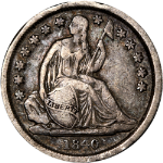 1840-O Seated Liberty Dime - No Drapery