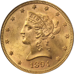 1894-P Liberty Gold $10 PCGS MS64 Superb Eye Appeal Strong Strike