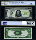 FR. 2201 G $500 1934 Federal Reserve Note Chicago G-A Block LGS PCGS AU50