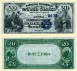 Pittsburgh PA $20 1882 DB National Bank Note Ch #2278 Duquesne NB Choice AU+