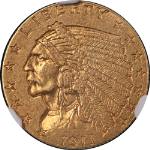 1911-D Indian Gold $2.50 NGC AU58 Key Date Nice Eye Appeal Nice Strike