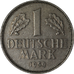Germany: Federal Republic 1959-G Mark KM#110 Nice F/VF - Nice Color and Surfaces