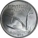 Italy 1952-R Ten (10) Lire KM#93 Choice BU+ - Nice Bright Color and Surfaces