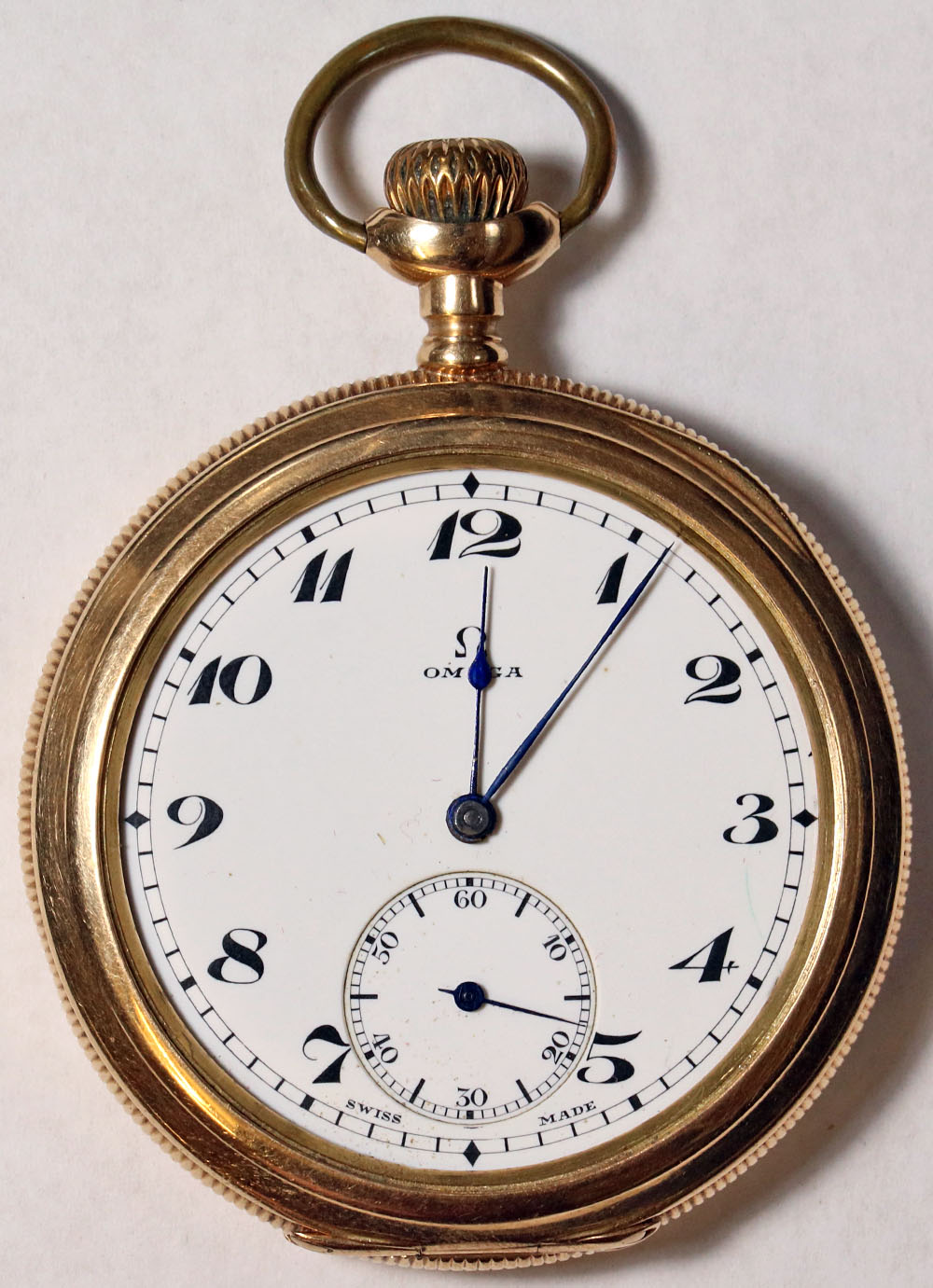 Omega Pocket Watch 38mm Size 15 J. Adj. 2p 14k Open Face