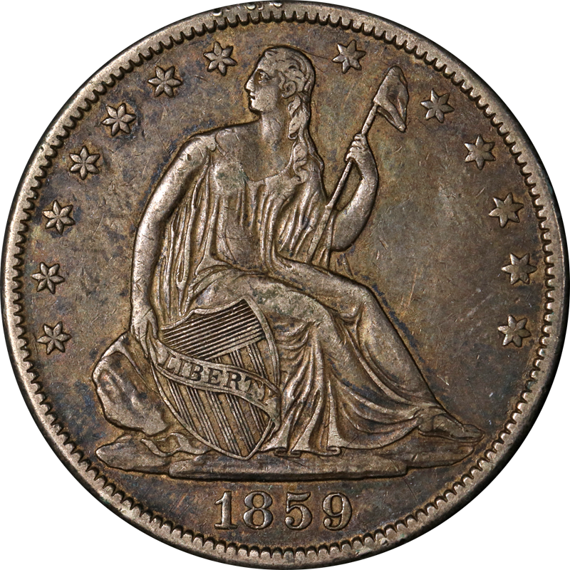 1859-O Seated Half Dollar Choice XF+ Superb Eye Appeal Strong Strike