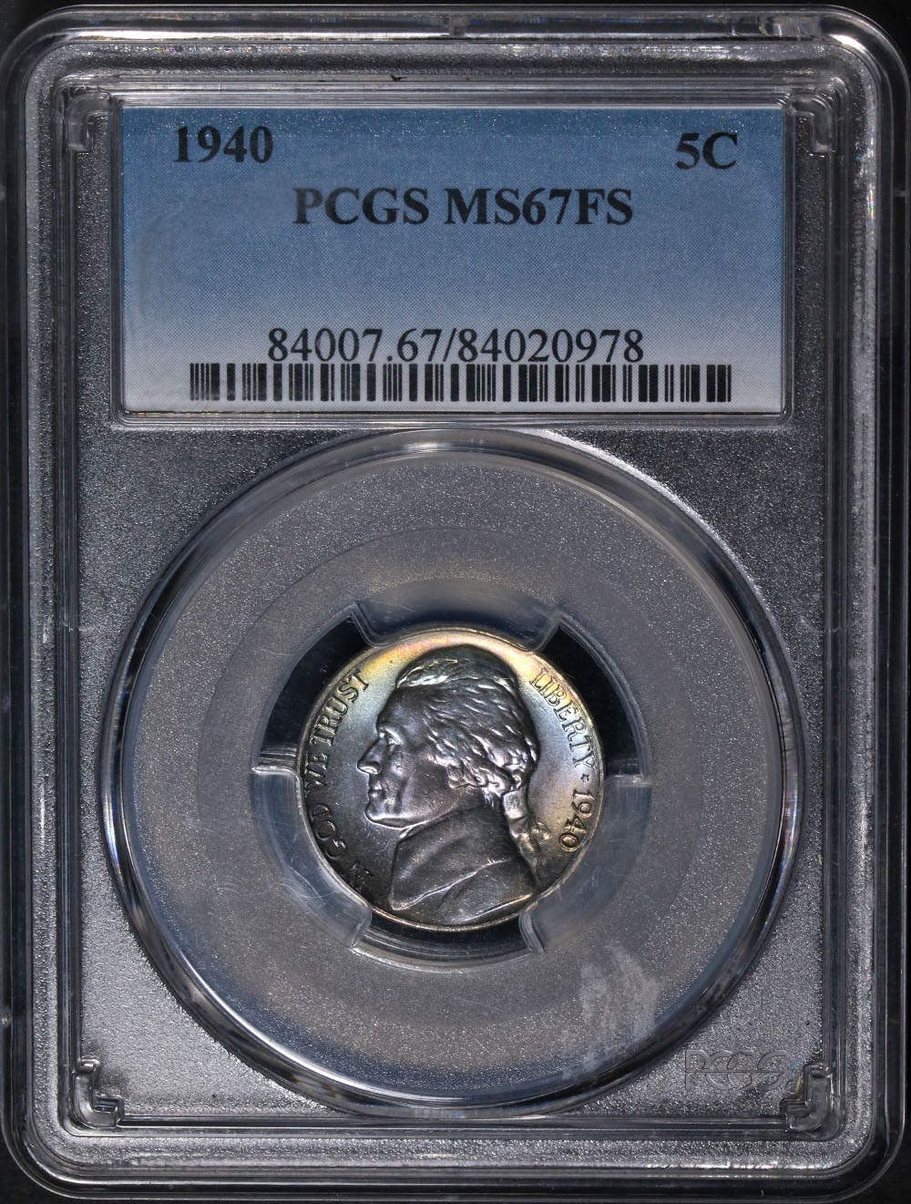 Download 1940-P Jefferson Nickel PCGS MS67FS Gorgeous Color Superb Eye Appeal