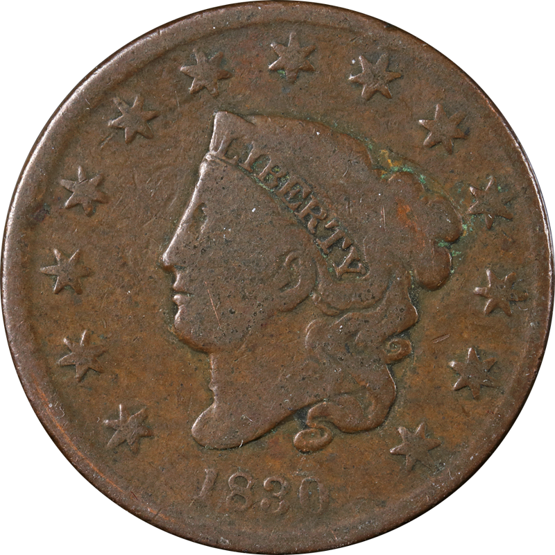 1830 Large Cent 'Medium Letters' Choice VG N.6 R.4 Superb Eye Appeal