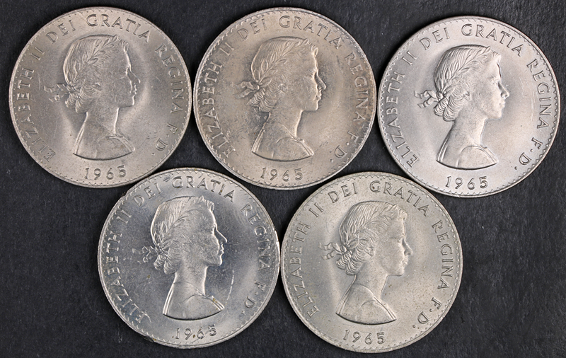 1965 Elizabeth II (Churchill) Crown - 5pc Bulk Lot